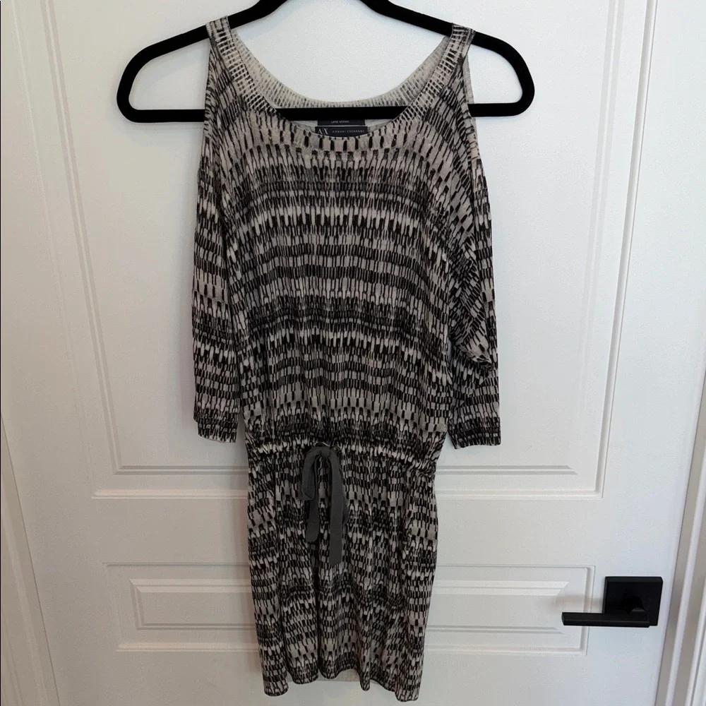 armani exchange black and white dress Armani Exchange A|X Black White Zippered Fitted Sheath Dress Size 2
